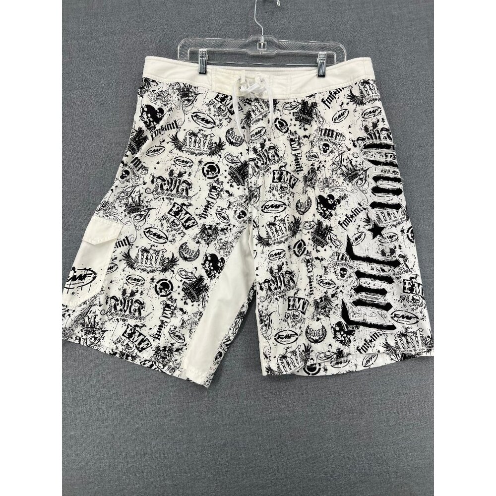 FMF Board Shorts Mens 38 12" Beach Swim Trunks Cargo Style Poclet Grunge Y2K